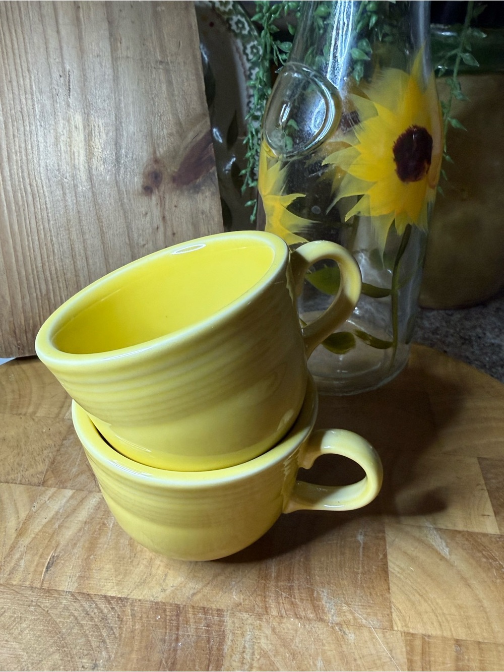 Fiesta Sunflower Yellow Ring-Handle Mugs – Set of 2